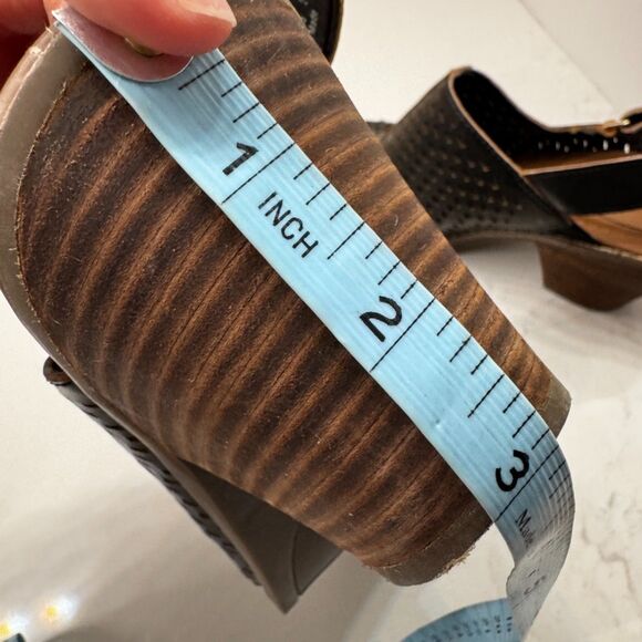 Dr Scholls Codie Womens 7.5 Drk Brown Peep Toe Comfort Sandal Mule Faux Leather - Picture 10 of 14